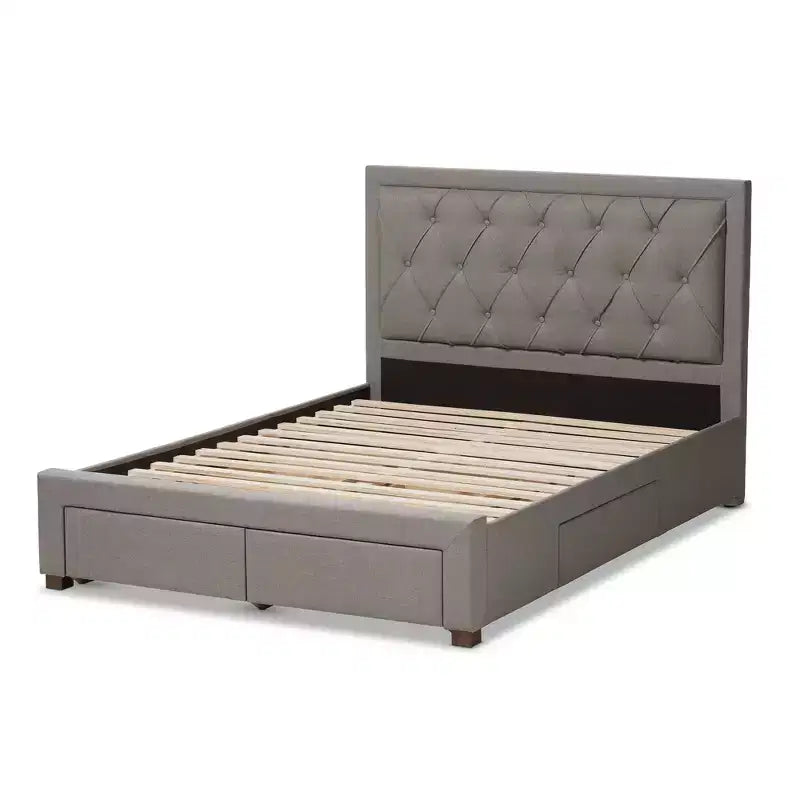 Baxton Studio Aurelie Letto Moderno e Contemporaneo Imbottito in Tessuto con Contenitore
