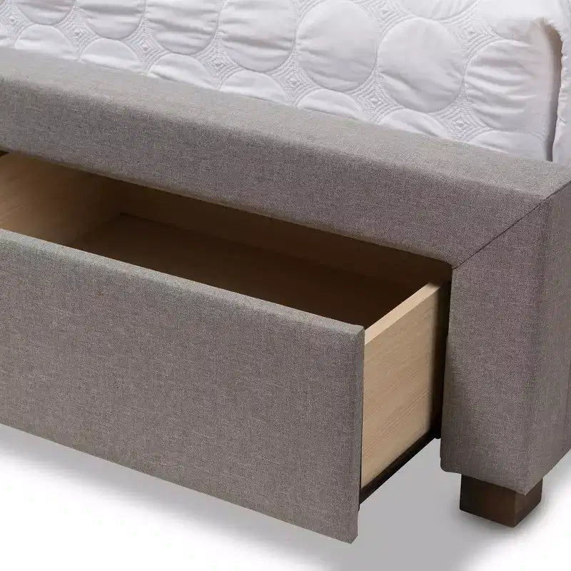 Baxton Studio Aurelie Letto Moderno e Contemporaneo Imbottito in Tessuto con Contenitore