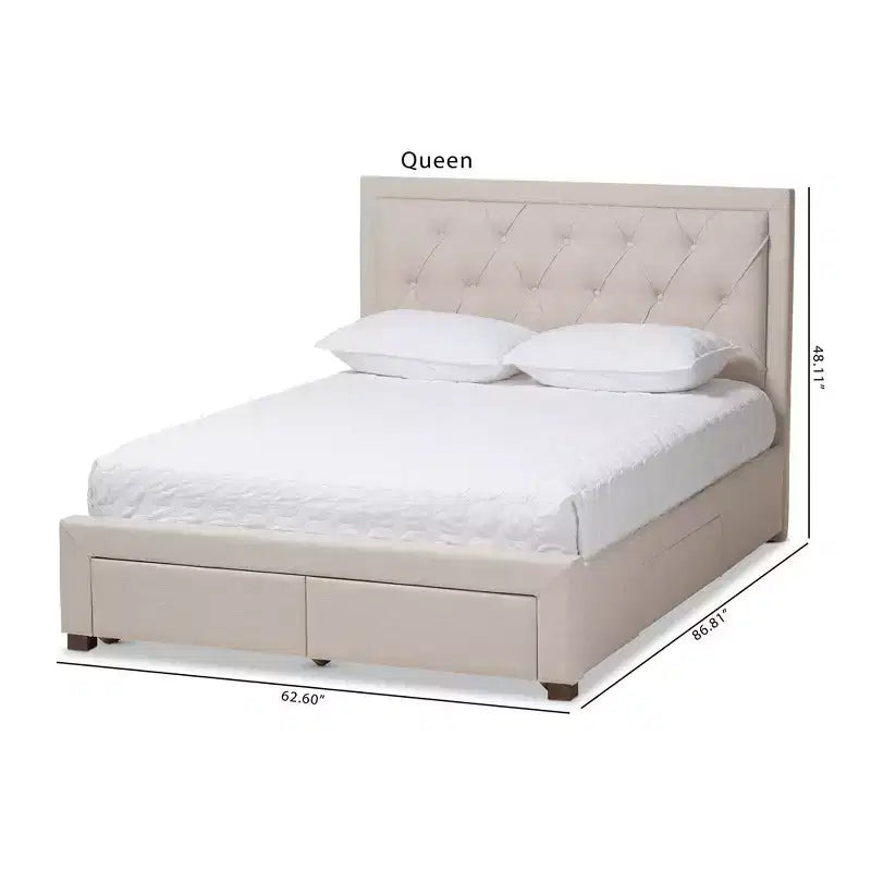 Baxton Studio Aurelie Letto Moderno e Contemporaneo Imbottito in Tessuto con Contenitore