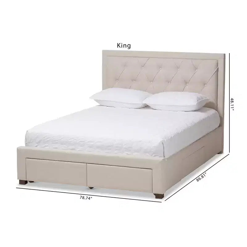 Baxton Studio Aurelie Letto Moderno e Contemporaneo Imbottito in Tessuto con Contenitore