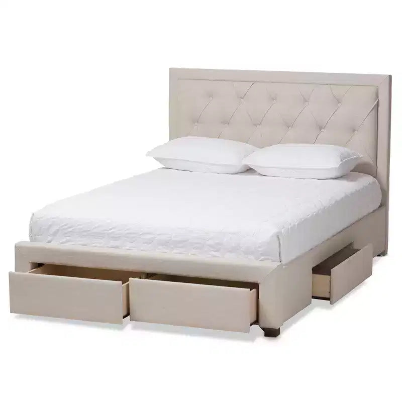 Baxton Studio Aurelie Letto Moderno e Contemporaneo Imbottito in Tessuto con Contenitore