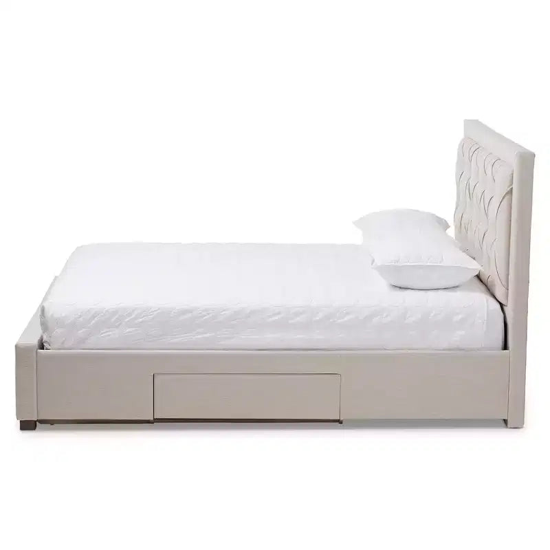 Baxton Studio Aurelie Letto Moderno e Contemporaneo Imbottito in Tessuto con Contenitore