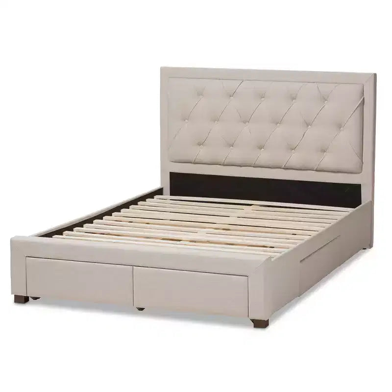Baxton Studio Aurelie Letto Moderno e Contemporaneo Imbottito in Tessuto con Contenitore