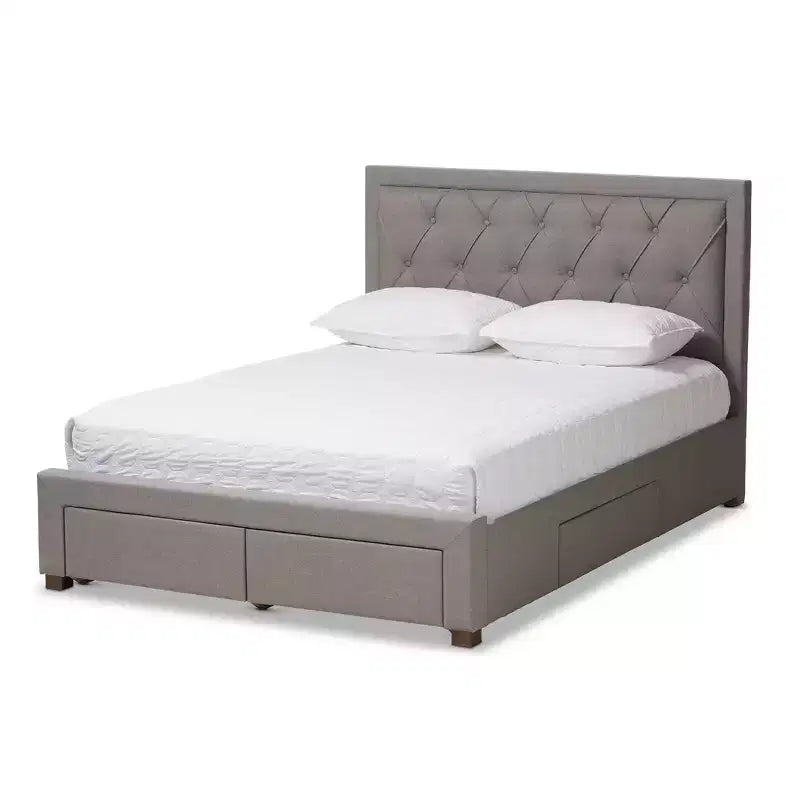 Baxton Studio Aurelie Letto Moderno e Contemporaneo Imbottito in Tessuto con Contenitore