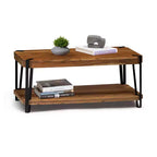 Alaterre Furniture Ryegate Live Edge Solid Wood Coffee Table Metal and Wood