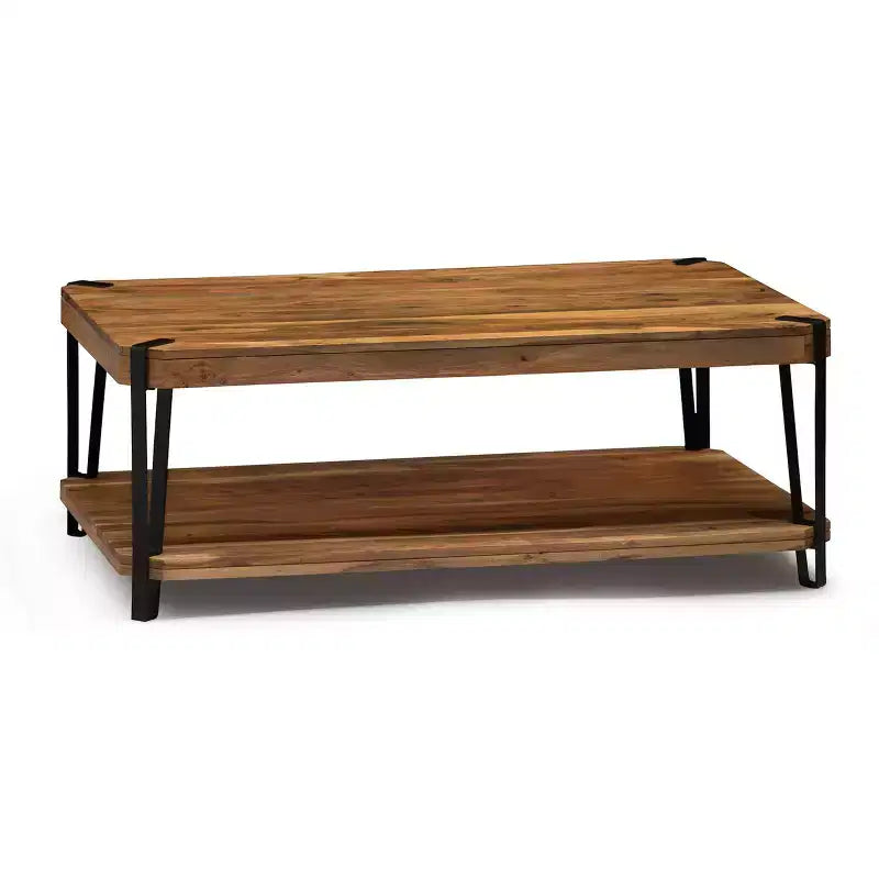 Tavolino da caffè Alaterre Furniture Ryegate con bordo vivo in legno massello e metallo