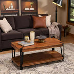 Tavolino da caffè Alaterre Furniture Ryegate con bordo vivo in legno massello e metallo