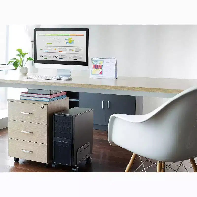 Supporto mobile per PC Monoprice Steel Computer Case CPU Tower – Struttura in acciaio verniciato a polvere nero – Collezione Workstream