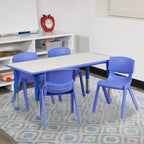 Flash Furniture Set Tavolo Rettangolare Regolabile in Altezza in Plastica da 23,625"W x 47,25"L con 4 Sedie