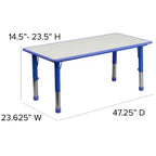 Flash Furniture Set Tavolo Rettangolare Regolabile in Altezza in Plastica da 23,625"W x 47,25"L con 4 Sedie