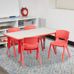 Flash Furniture Set Tavolo Rettangolare Regolabile in Altezza in Plastica da 23,625"W x 47,25"L con 4 Sedie