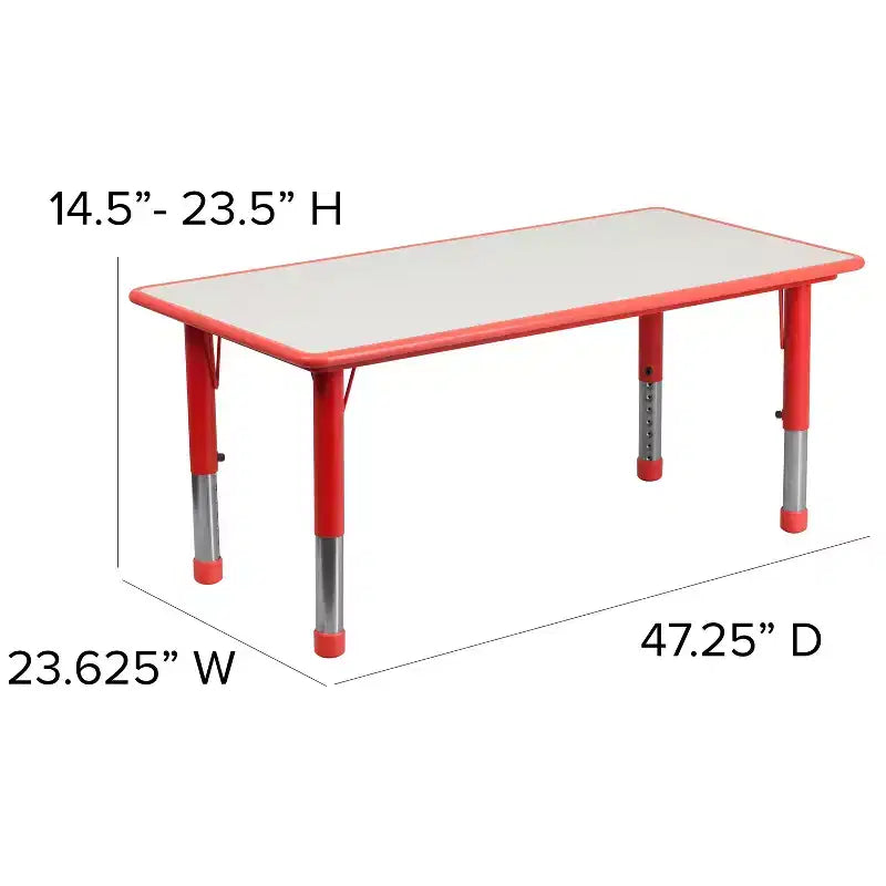 Flash Furniture Set Tavolo Rettangolare Regolabile in Altezza in Plastica da 23,625"W x 47,25"L con 4 Sedie