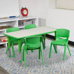 Flash Furniture Set Tavolo Rettangolare Regolabile in Altezza in Plastica da 23,625"W x 47,25"L con 4 Sedie
