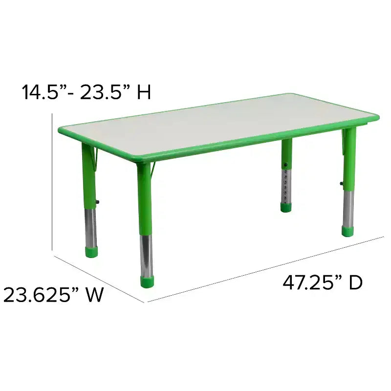Flash Furniture Set Tavolo Rettangolare Regolabile in Altezza in Plastica da 23,625"W x 47,25"L con 4 Sedie