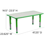 Flash Furniture Set Tavolo Rettangolare Regolabile in Altezza in Plastica da 23,625"W x 47,25"L con 4 Sedie