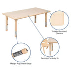 Flash Furniture Set Tavolo Rettangolare Regolabile in Altezza in Plastica da 23,625"W x 47,25"L con 4 Sedie