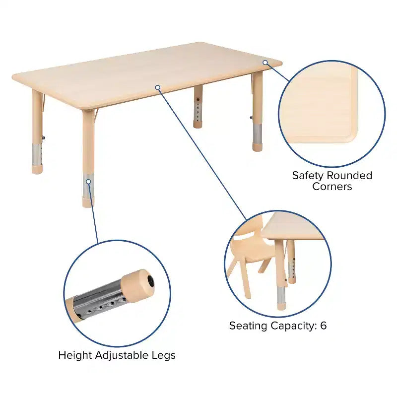 Flash Furniture Set Tavolo Rettangolare Regolabile in Altezza in Plastica da 23,625"W x 47,25"L con 4 Sedie
