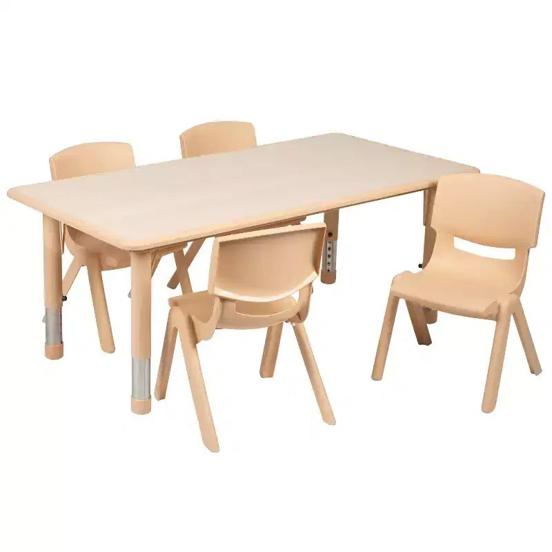 Flash Furniture Set Tavolo Rettangolare Regolabile in Altezza in Plastica da 23,625"W x 47,25"L con 4 Sedie