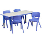 Flash Furniture Set Tavolo Rettangolare Regolabile in Altezza in Plastica da 23,625"W x 47,25"L con 4 Sedie