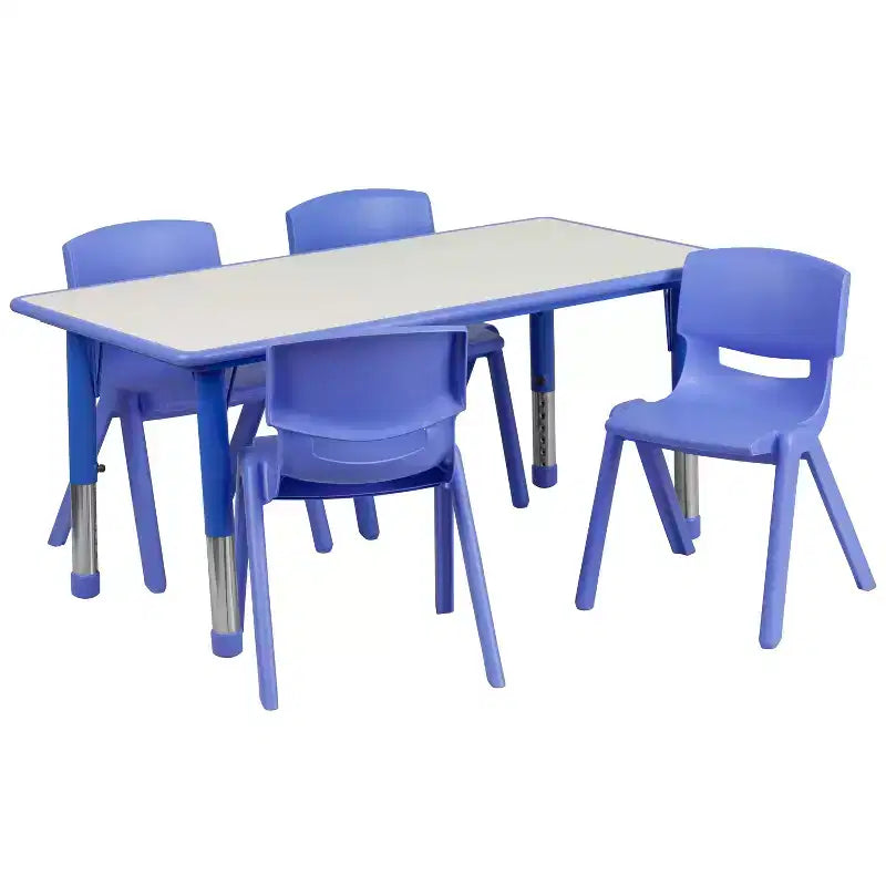 Flash Furniture Set Tavolo Rettangolare Regolabile in Altezza in Plastica da 23,625"W x 47,25"L con 4 Sedie