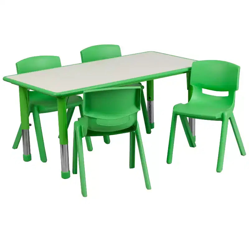 Flash Furniture Set Tavolo Rettangolare Regolabile in Altezza in Plastica da 23,625"W x 47,25"L con 4 Sedie