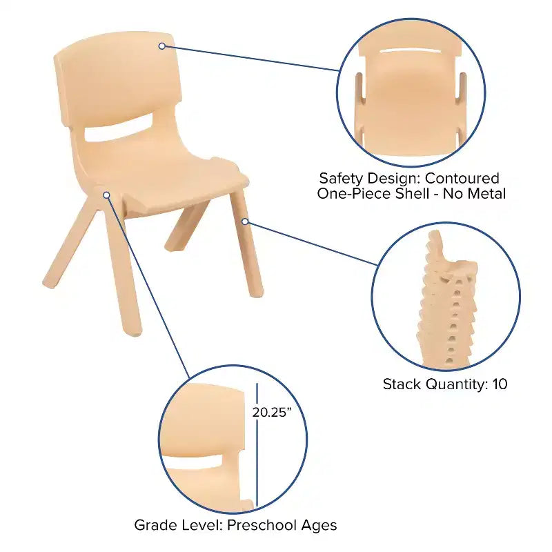 Flash Furniture Tavolo attività in plastica a mezza luna 35W x 65L regolabile in altezza con 4 sedie