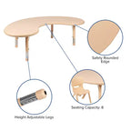 Flash Furniture Tavolo attività in plastica a mezza luna 35W x 65L regolabile in altezza con 4 sedie