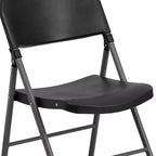 Flash Furniture Sedia Pieghevole in Plastica Serie HERCULES, Confezione da 2, Capacità 150 kg, con Struttura Antracite