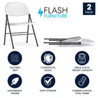 Flash Furniture Sedia Pieghevole in Plastica Serie HERCULES, Confezione da 2, Capacità 150 kg, con Struttura Antracite