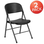 Flash Furniture Sedia Pieghevole in Plastica Serie HERCULES, Confezione da 2, Capacità 150 kg, con Struttura Antracite