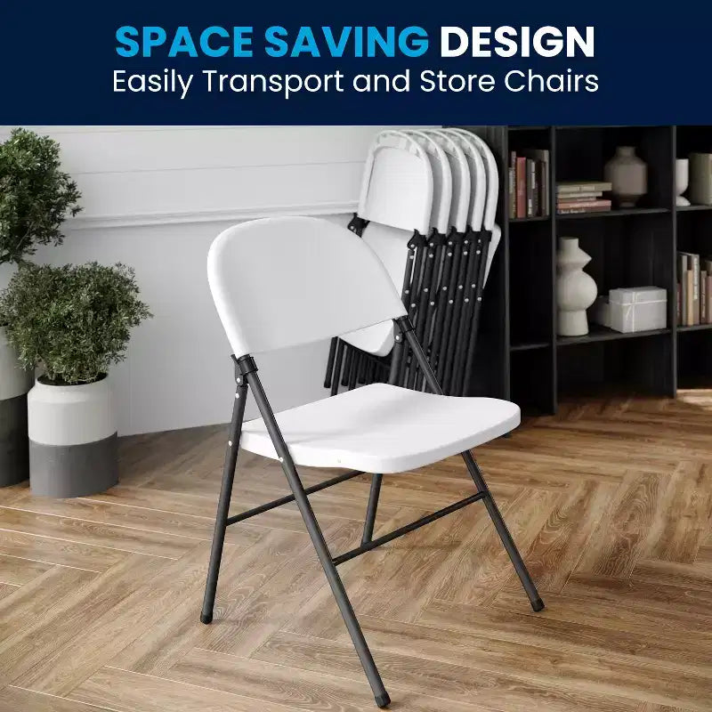 Flash Furniture Sedia Pieghevole in Plastica Serie HERCULES, Confezione da 2, Capacità 150 kg, con Struttura Antracite
