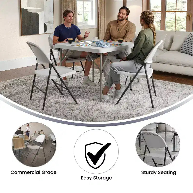 Flash Furniture Sedia Pieghevole in Plastica Serie HERCULES, Confezione da 2, Capacità 150 kg, con Struttura Antracite