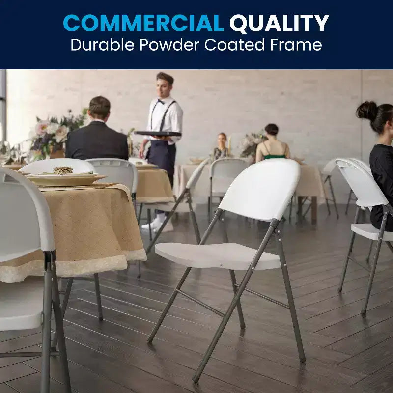 Flash Furniture Sedia Pieghevole in Plastica Serie HERCULES, Confezione da 2, Capacità 150 kg, con Struttura Antracite