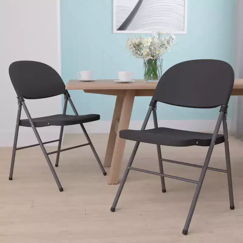 Flash Furniture Sedia Pieghevole in Plastica Serie HERCULES, Confezione da 2, Capacità 150 kg, con Struttura Antracite