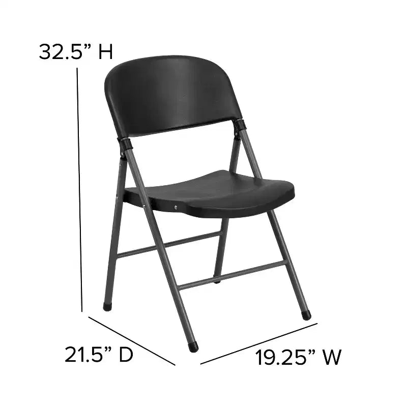 Flash Furniture Sedia Pieghevole in Plastica Serie HERCULES, Confezione da 2, Capacità 150 kg, con Struttura Antracite