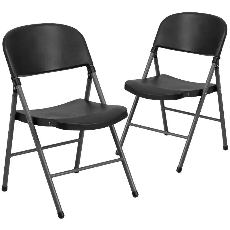 Flash Furniture Sedia Pieghevole in Plastica Serie HERCULES, Confezione da 2, Capacità 150 kg, con Struttura Antracite