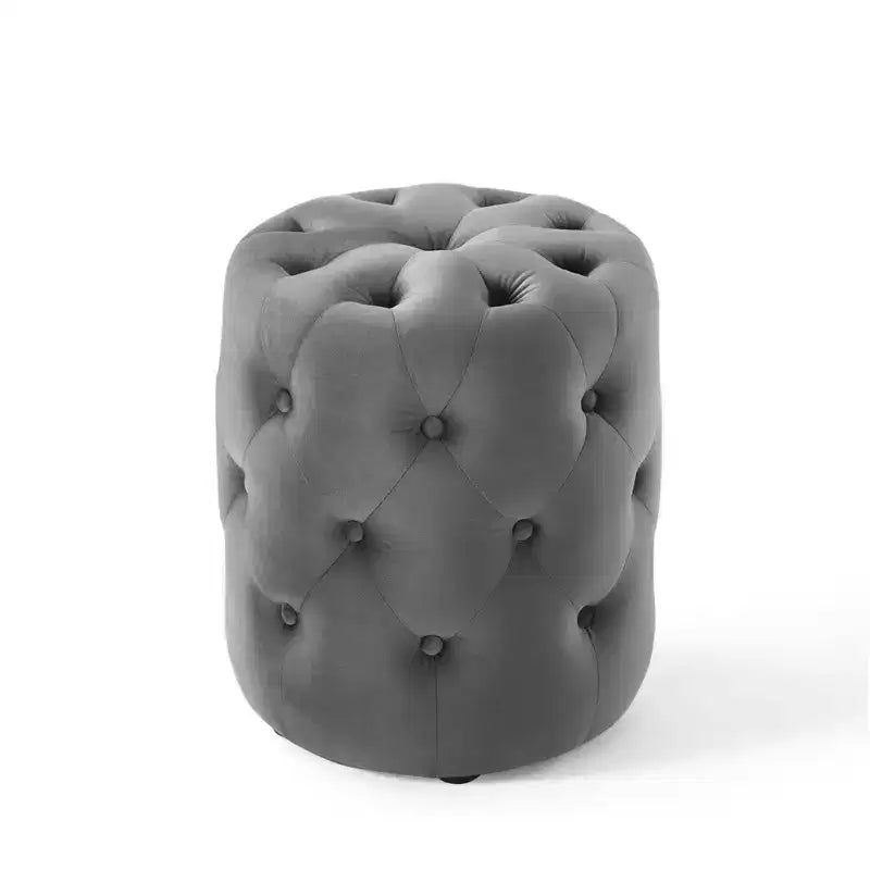 Pouf rotondo Amour Tufted Button in velluto ad alte prestazioni - Modway