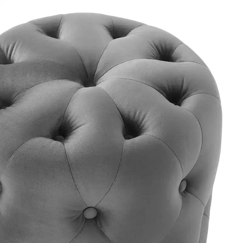 Pouf rotondo Amour Tufted Button in velluto ad alte prestazioni - Modway