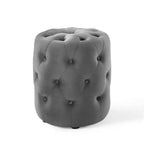 Pouf rotondo Amour Tufted Button in velluto ad alte prestazioni - Modway
