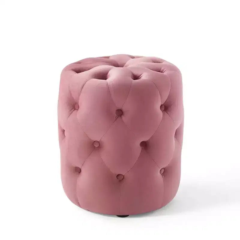 Pouf rotondo Amour Tufted Button in velluto ad alte prestazioni - Modway