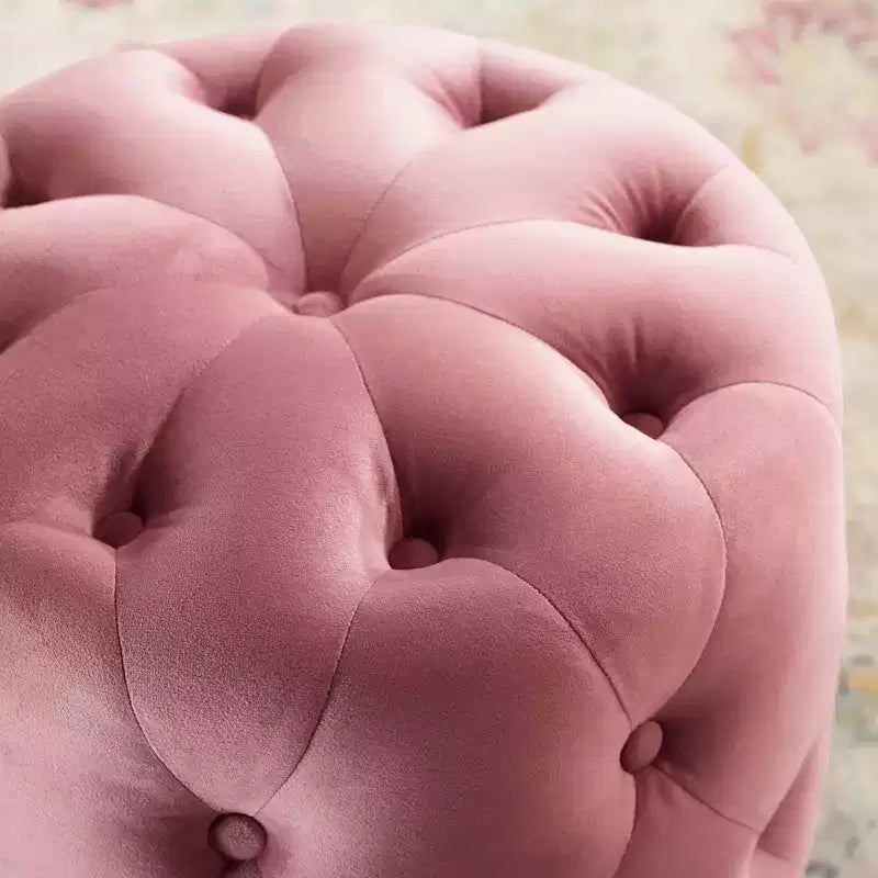 Pouf rotondo Amour Tufted Button in velluto ad alte prestazioni - Modway