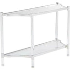 55 Downing Street Erica Modern Acrylic Rectangular Console Table 48 x 16 with Shelf Clear Thin Legs for Living Room Bedroom Bedside Entryway House