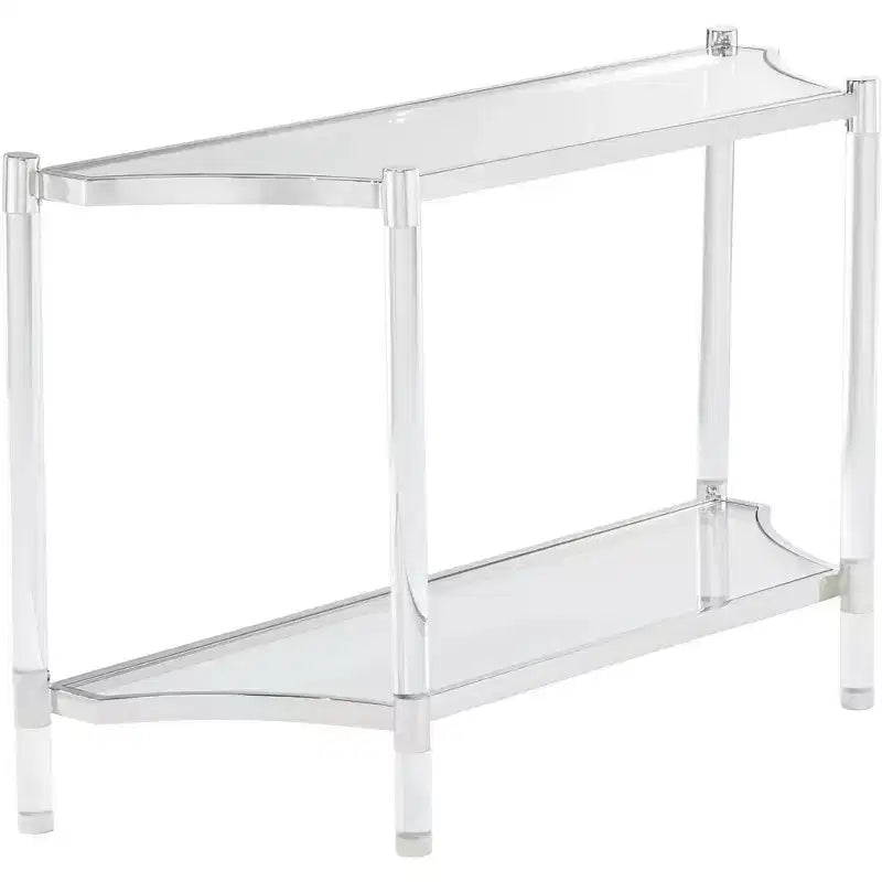 55 Downing Street Erica Modern Acrylic Rectangular Console Table 48 x 16 with Shelf Clear Thin Legs for Living Room Bedroom Bedside Entryway House