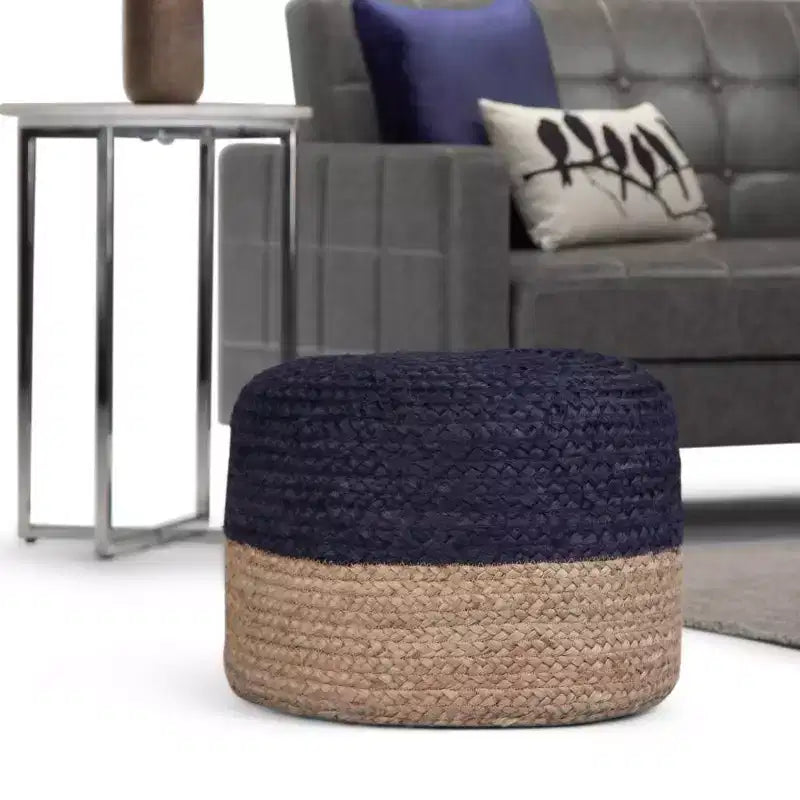 Maron Contemporary Round Pouf Pink/Natural - WyndenHall