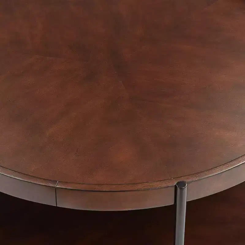 Elm Lane Tavolino da Caffè Rotondo Moderno Industriale Minimalista in Legno Taos 36 pollici di Larghezza con Ripiano Inferiore Marrone Scuro per Soggiorno Camera da Letto Comodino