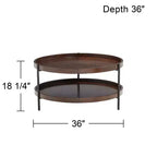Elm Lane Tavolino da Caffè Rotondo Moderno Industriale Minimalista in Legno Taos 36 pollici di Larghezza con Ripiano Inferiore Marrone Scuro per Soggiorno Camera da Letto Comodino