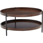 Elm Lane Tavolino da Caffè Rotondo Moderno Industriale Minimalista in Legno Taos 36 pollici di Larghezza con Ripiano Inferiore Marrone Scuro per Soggiorno Camera da Letto Comodino