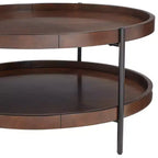 Elm Lane Tavolino da Caffè Rotondo Moderno Industriale Minimalista in Legno Taos 36 pollici di Larghezza con Ripiano Inferiore Marrone Scuro per Soggiorno Camera da Letto Comodino