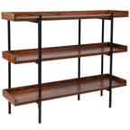 Flash Furniture Mayfair Libreria a 3 Ripiani, Unità di Archiviazione e Espositore da 35H con Struttura in Metallo Nero e Finitura in Venatura del Legno Rustico