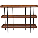 Flash Furniture Mayfair Libreria a 3 Ripiani, Unità di Archiviazione e Espositore da 35H con Struttura in Metallo Nero e Finitura in Venatura del Legno Rustico